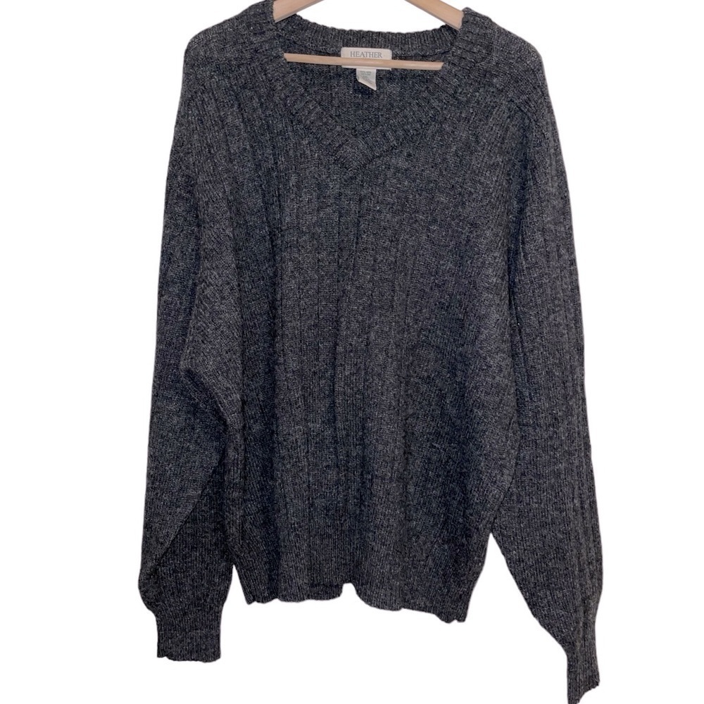 Heather Tweed Gray Unisex 100% Wool Sweater Size XXL